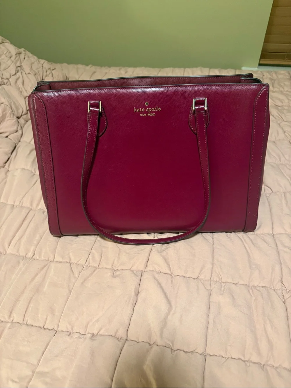 kate spade Magenta Structured Saffiano Leather Tote